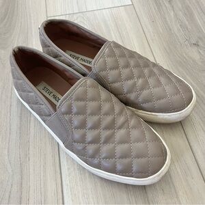 Steve Madden Taupe Quilted Slip-Ons